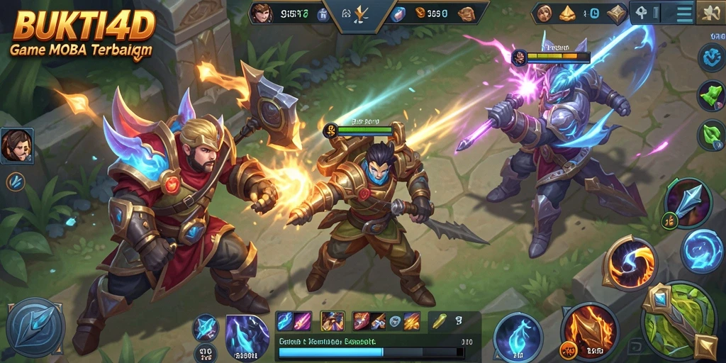 Tampilan gameplay BUKTI4D dengan pertarungan seru di arena.