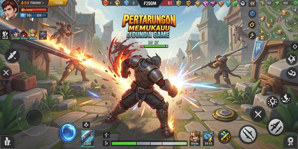Pemandangan aksi seru dalam permainan Fighting F200M.