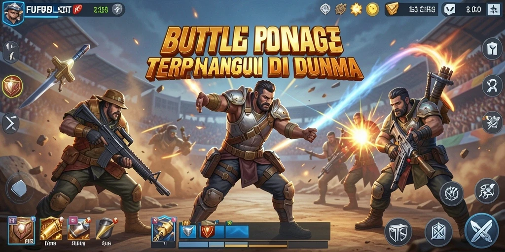 Screenshot gameplay FUFUSLOT menampilkan pertarungan seru dalam arena Battle Royale.