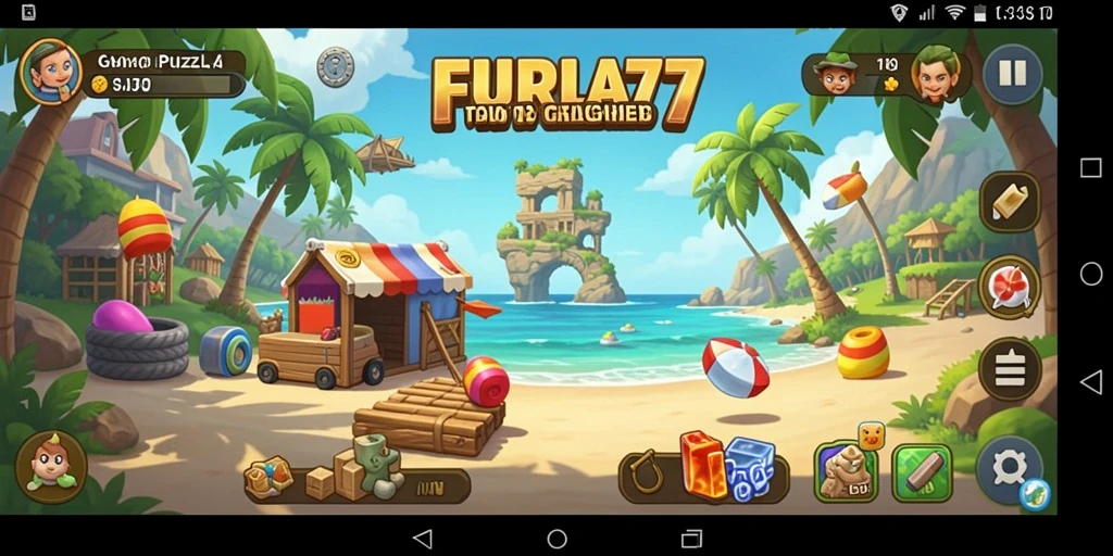 Tampilan layar gameplay utama FURLA77 yang penuh warna dan menarik.