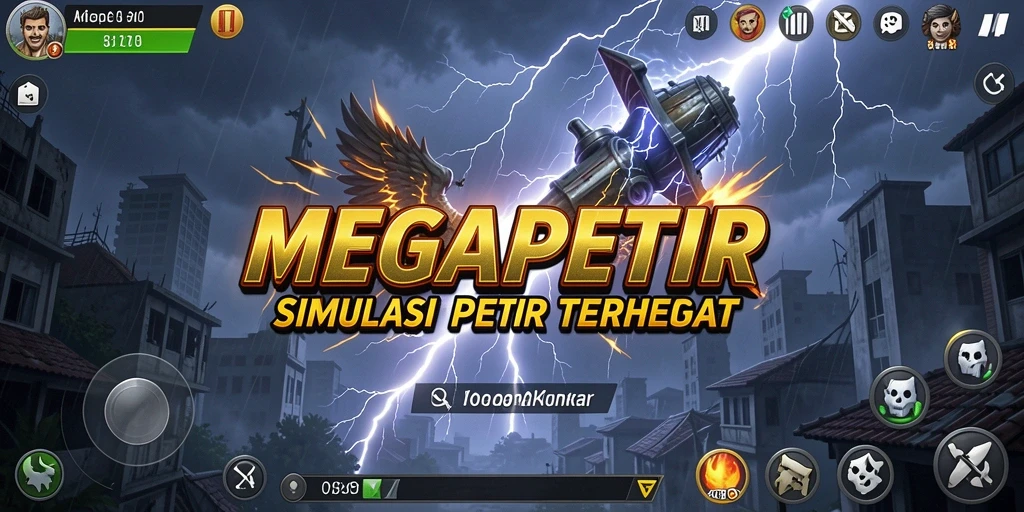 Tampilan gameplay MEGAPETIR dengan efek petir yang memukau.