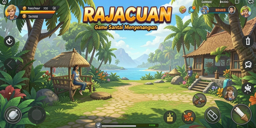 Tampilan utama gameplay RAJACUAN yang ceria dan interaktif.