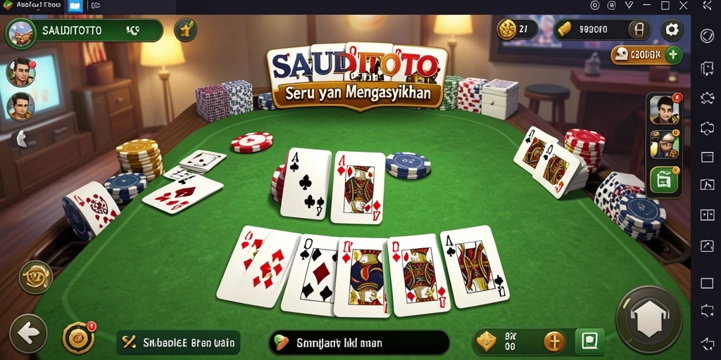 Tampilan gameplay seru SAUDITOTO dengan kartu Gaple.